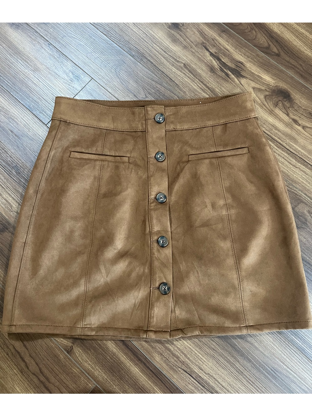 Maurice’s Button-Front Faux Suede Brown Mini Skirt